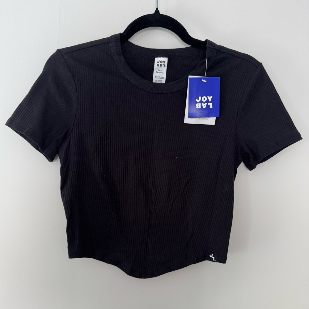 JoyLab Cropped Fit Short Sleeve Ribbed Tee Women’s Small